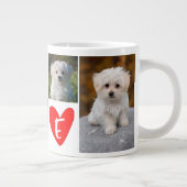LIEBE Hört Custom 5 Foto Collage Valentine Jumbo-Tasse (Rechts)