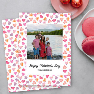 Liebe Hört Gerahmtes Foto der Familie Valentinstag Feiertagskarte
