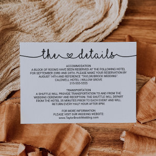 Liebe Hört Hochzeitdetails - Eintrittskarte Begleitkarte