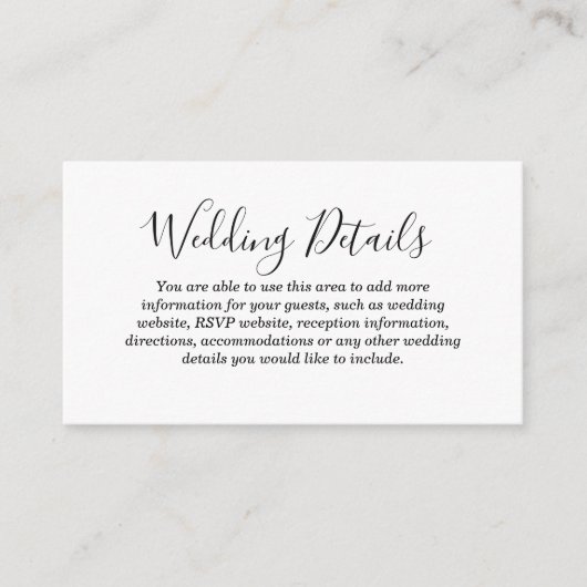 Liebe Hört Hochzeitdetails - Eintrittskarte Begleitkarte (Vorderseite)