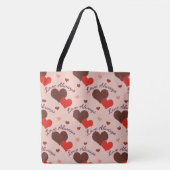 Liebe hört immer das Valentinmuster Tasche (Vorderseite)