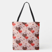 Liebe hört immer das Valentinmuster Tasche (Rückseite)