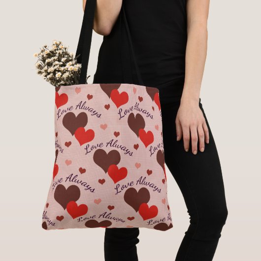 Liebe hört immer das Valentinmuster Tasche (Von Nahem)