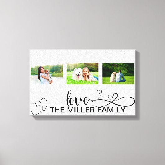 Liebe Hört in Schwarzweiß-Script-benutzerdefiniert Leinwanddruck (Vorderseite)