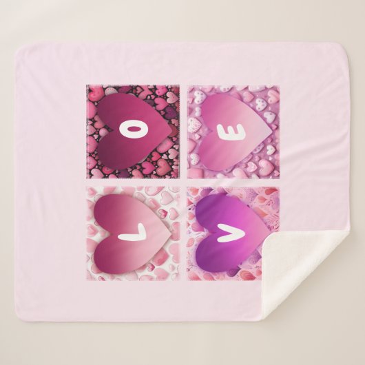 LIEBE hört rosa Sherpadecke (Vorderseite (Horizontal))