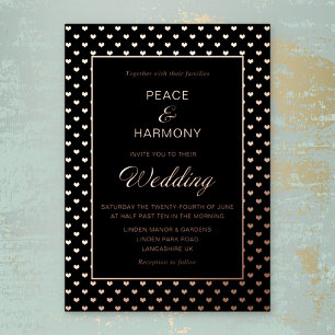 Liebe hört Rose Gold Black Wedding Folieneinladung