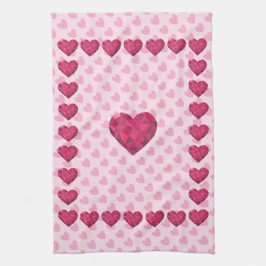 Liebe hört Valentins Dekor Geschirrtuch (Vertikal)