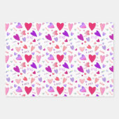 Liebe hört Verlobtes Jubiläum Striptes rosa Gesche Geschenkpapier Set (Vorderseite)