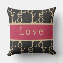 Liebe | Hot Pink Black Gold Typografy Modern Kissen
