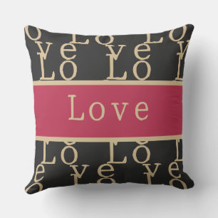 Liebe   Hot Pink Black Gold Typografy Modern Kissen
