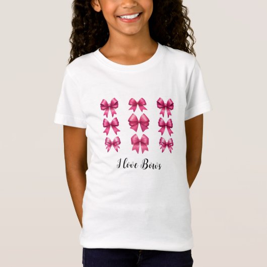 Liebe Hot Pink Coquette Bows T-Shirt (Vorderseite)