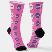 Liebe Hot Pink Dark Lavender Pale Pink Muster Socken (Gewinkelt)