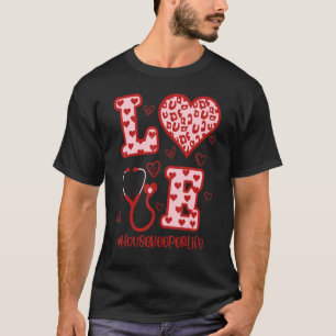 Liebe Housekeeper Stethoscope Leopard Herz Valenti T-Shirt