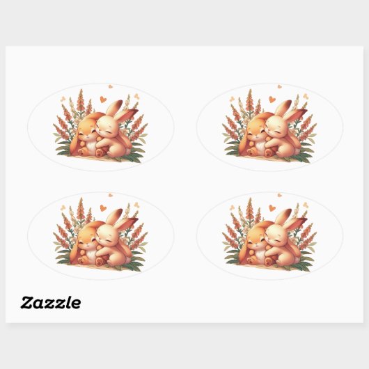 Liebe Hug Ovaler Aufkleber (Blatt)