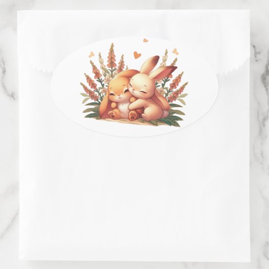 Liebe Hug Ovaler Aufkleber (Tasche)