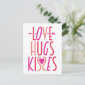Liebe Hugs Kisses Niedlich Valentinstag Postkarte (Stehend Vorderseite)