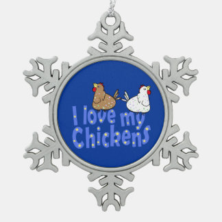 Liebe-Huhn-Schneeflocke-Verzierung Schneeflocken Zinn-Ornament