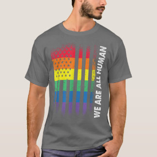 Liebe Human American Flag Rainbow Gay LGBTQ LGBT P T-Shirt
