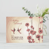 Liebe Hummingvögel und gestrichene rote Blume Hoch Einladung (Stehend Vorderseite)