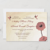 Liebe Hummingvögel und gestrichene rote Blume Hoch Einladung (Rückseite)