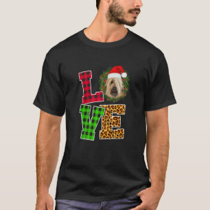 Liebe Hund Briard Weihnachtsmannmütze Leopard Weih T-Shirt