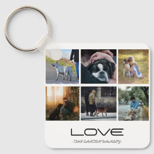 Liebe-Hund-Familienporträt-Collage-Design Schlüsselanhänger