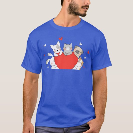 Liebe Hund Katze Freund T-Shirt (Vorderseite)