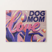 Liebe Hund Mum Pink Lila Puzzle (Horizontal)