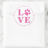 Liebe Hund Paw Valentinstag Runder Aufkleber (Tasche)