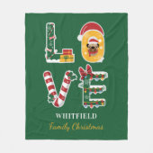 LIEBE Hund Personalisierte Weihnachtsliegefamilie Fleecedecke (Vorderseite)