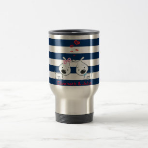 Liebe Hunde auf gestreiftem-Personalisiert Reisebecher
