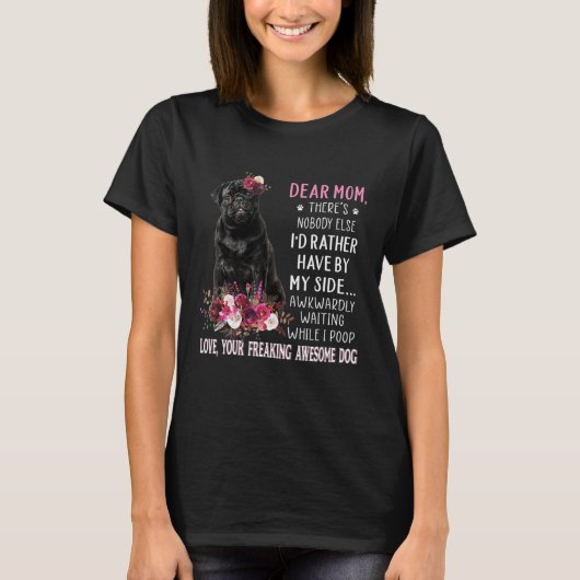 Liebe Hunde Mops Mama Glücklich Muttertag T-Shirt (Vorderseite)