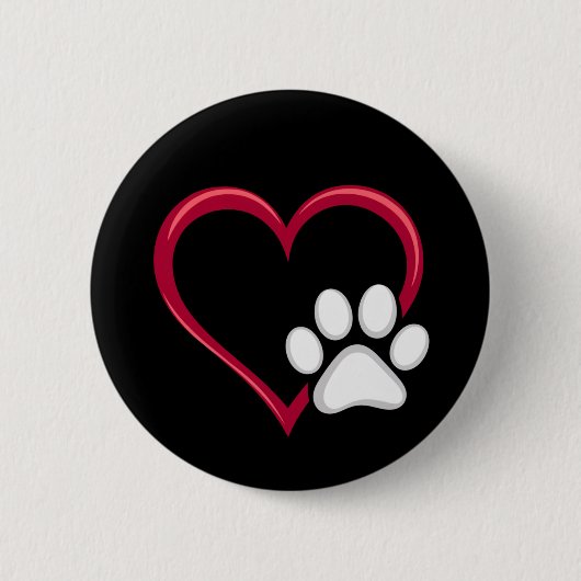 Liebe Hunde Paw Valentinstag Hund Lover Button (Vorderseite)