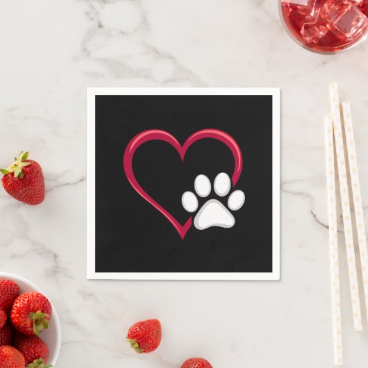 Liebe Hunde Paw Valentinstag Hund Lover Serviette (Beispiel)
