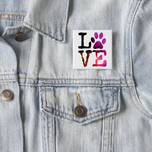 Liebe, Hundetatzen-Druck-Knopf Button (Beispiel)