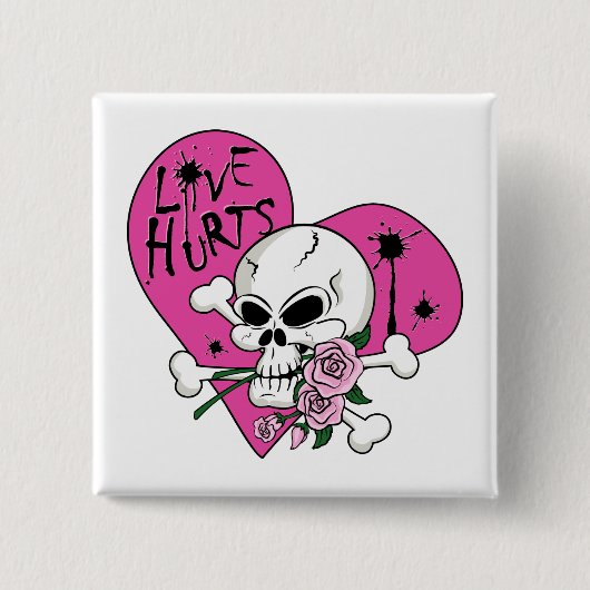 Liebe Hurt Skull Button (Vorderseite)
