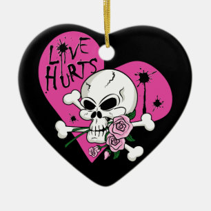 Liebe Hurt Skull Keramik Ornament
