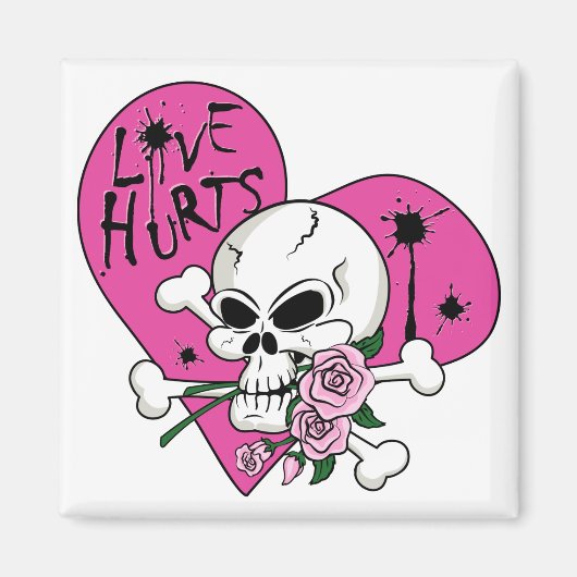 Liebe Hurt Skull Magnet (Vorne)