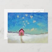 Liebe Hütte Spaß Romantische Kunst Bleibe Warm Postkarte (Vorne/Hinten)