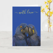 Liebe Hyacinth Macaw Parrot Bird Blue Karte (Gelbe Blume)
