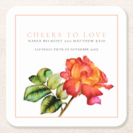 Liebe Hybrid-Tee-Rose Orangen-Hochzeit Rechteckiger Pappuntersetzer