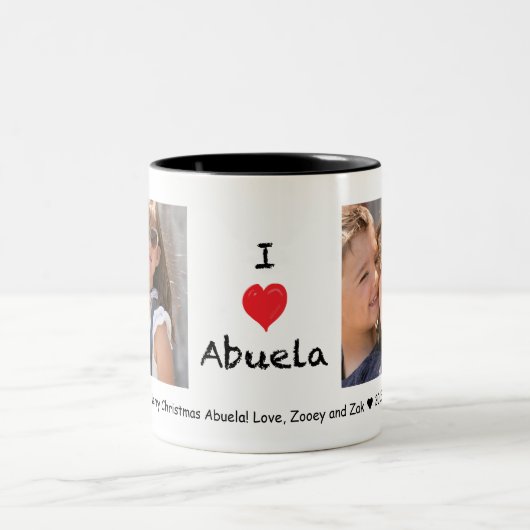 Liebe I Abuela 2 Foto-kundengerechte Tasse (Mittel)