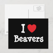 Liebe I Beavers die personalisierte Herzgewohnheit Postkarte (Vorne/Hinten)
