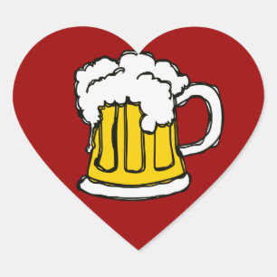 Liebe I Bier! Herz-Aufkleber