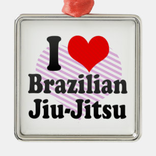 Liebe I Brasilianer Jiu-Jitsu Silbernes Ornament
