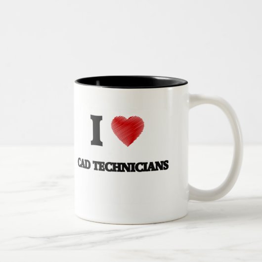 Liebe I Cad-Techniker (Herz gemacht von den Zweifarbige Tasse (Rechts)