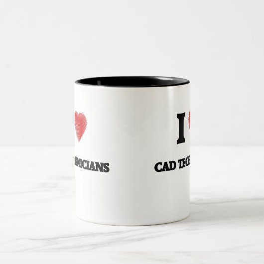 Liebe I Cad-Techniker (Herz gemacht von den Zweifarbige Tasse (Mittel)