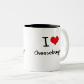 Liebe I Cheeseburger Zweifarbige Tasse (VorderseiteRechts)