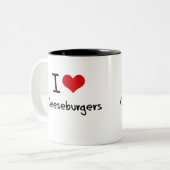Liebe I Cheeseburger Zweifarbige Tasse (Vorderseite Links)