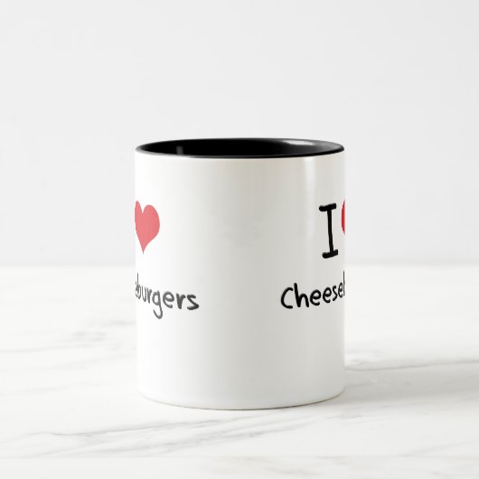 Liebe I Cheeseburger Zweifarbige Tasse (Mittel)